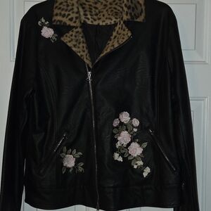 Faux Black Leather Moto Jacket